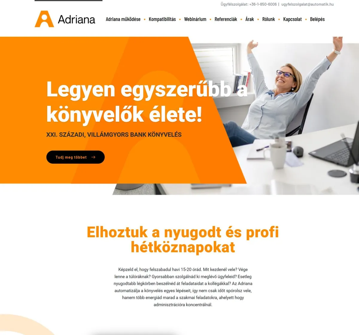 Adriana.hu – Könyvelőprogram – a korábbi referenciaoldal kiemelt képe