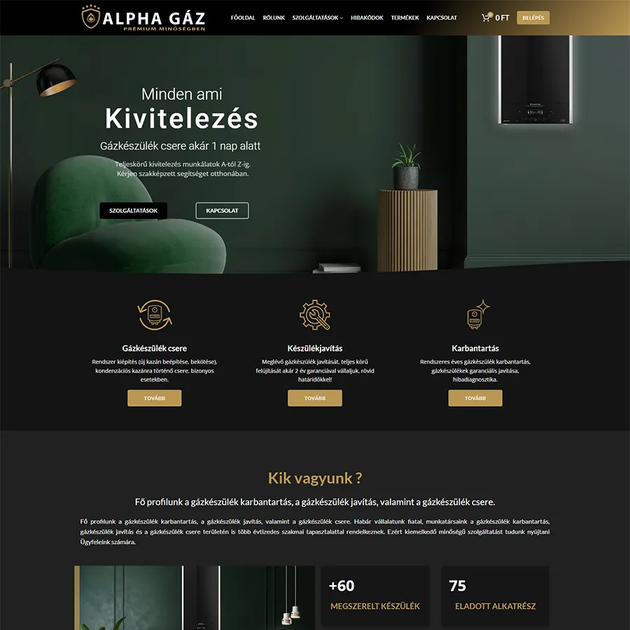 Alpha Gáz – Webshop és Egyedi Ügyfélkezelő rendszer – a korábbi referenciaoldal kiemelt képe
