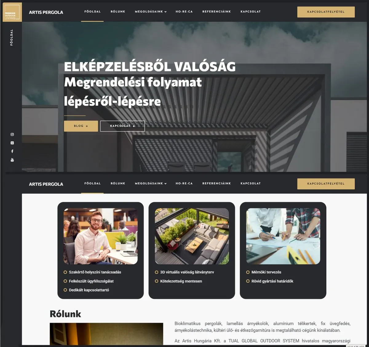 Artis Hungária – Prémium pergolák és télikertek – a korábbi referenciaoldal kiemelt képe