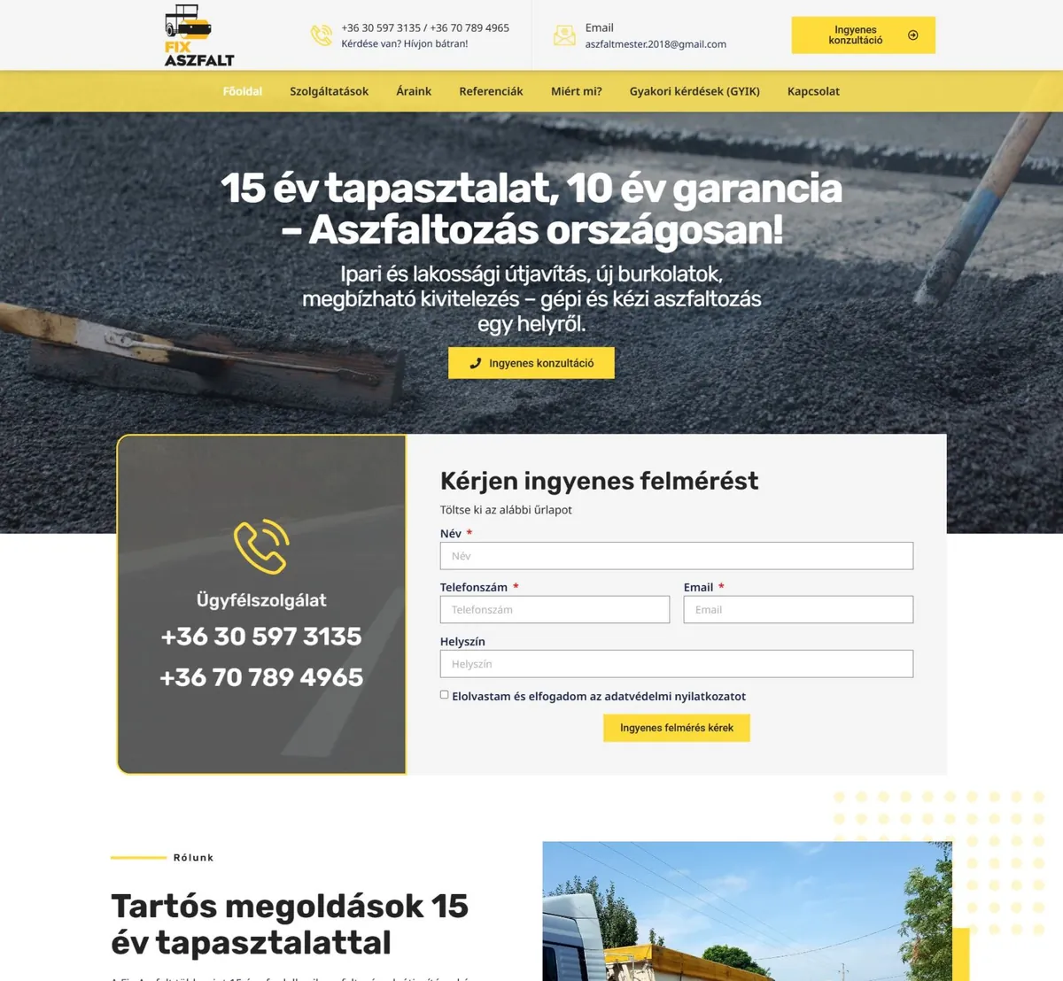 FIX Aszfalt – Aszfaltozás, útépítés – a korábbi referenciaoldal kiemelt képe