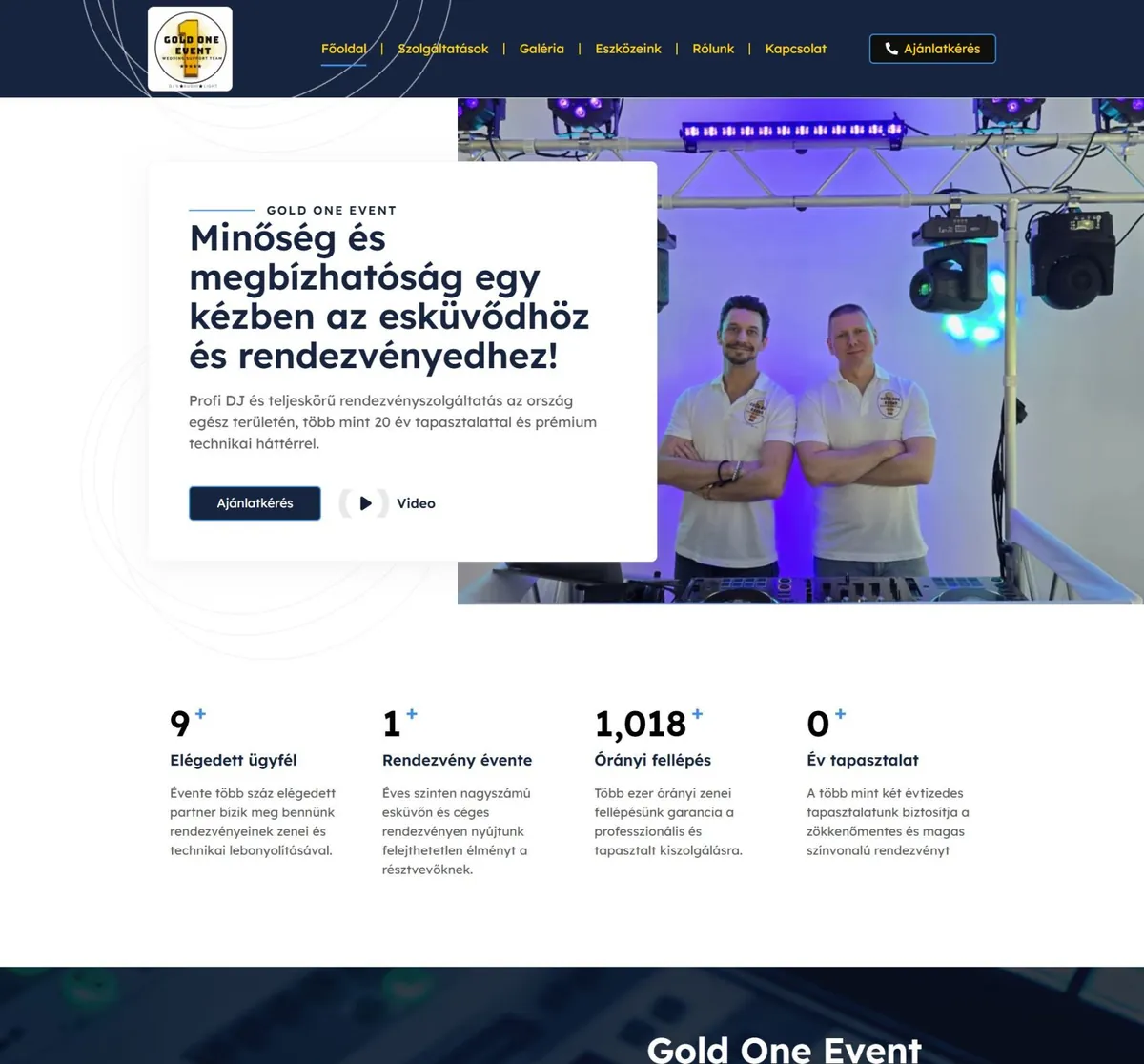 GoldOneEvent – Rendezvényszervezés és Party DJ – a korábbi referenciaoldal kiemelt képe
