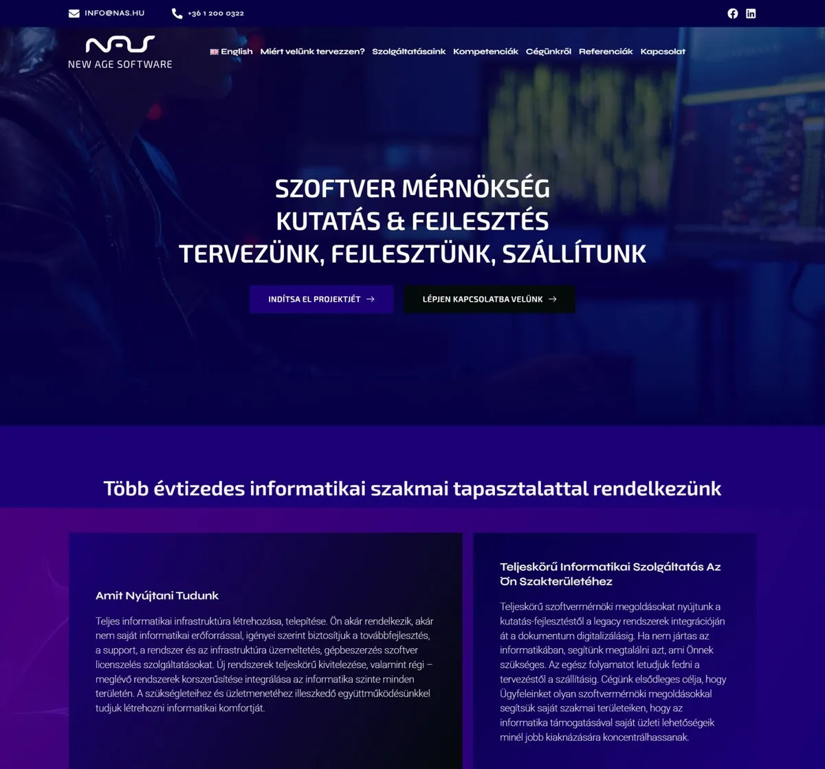 NAS.hu – Szoftver mérnökség, Kutatás & Fejlesztés – a korábbi referenciaoldal kiemelt képe
