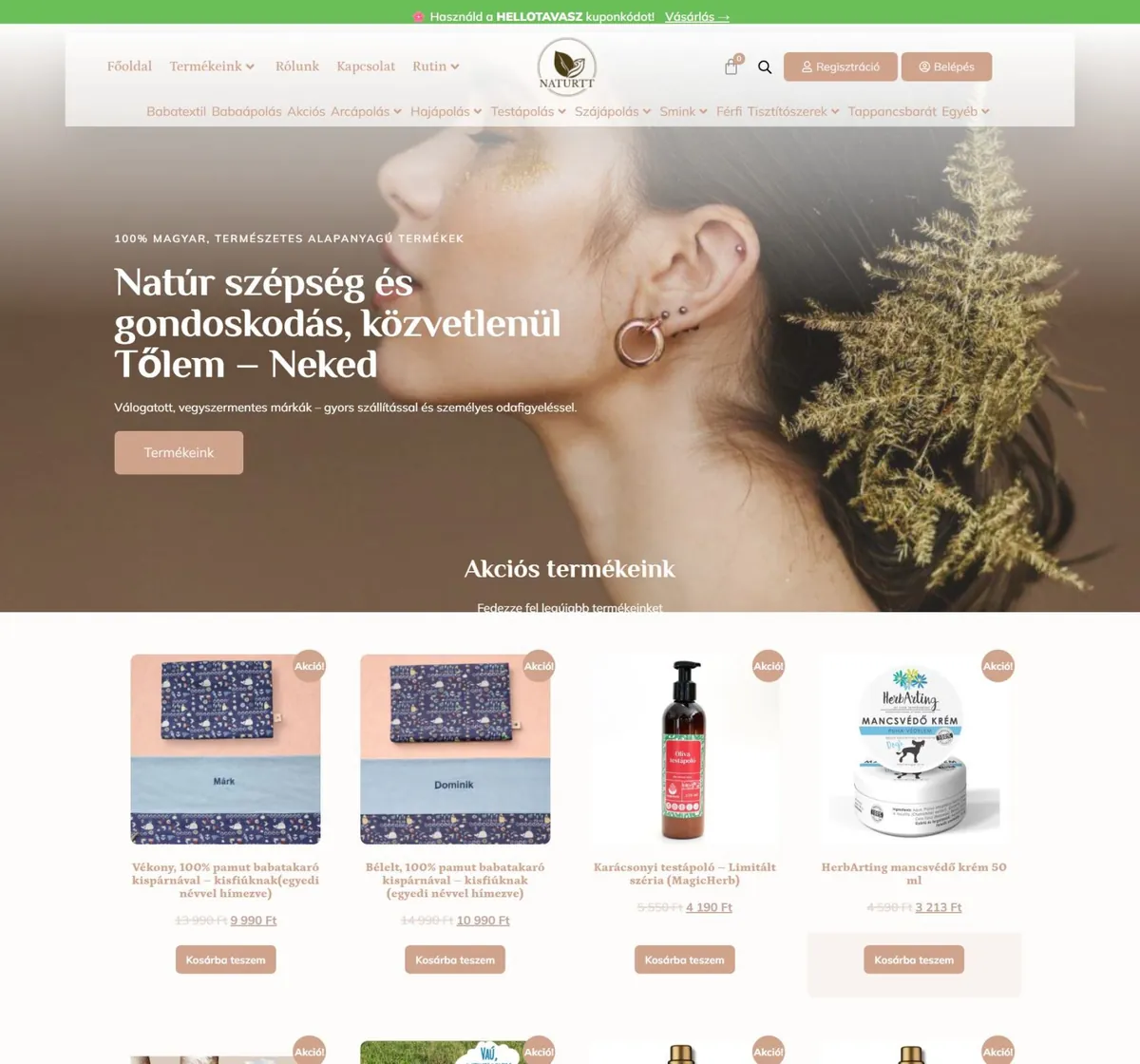 Naturtt.hu Webáruház – a korábbi referenciaoldal kiemelt képe