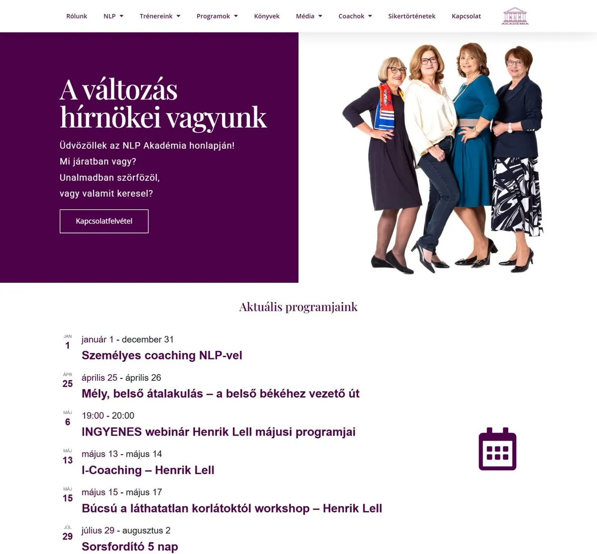 NLP Akadémia – a korábbi referenciaoldal kiemelt képe
