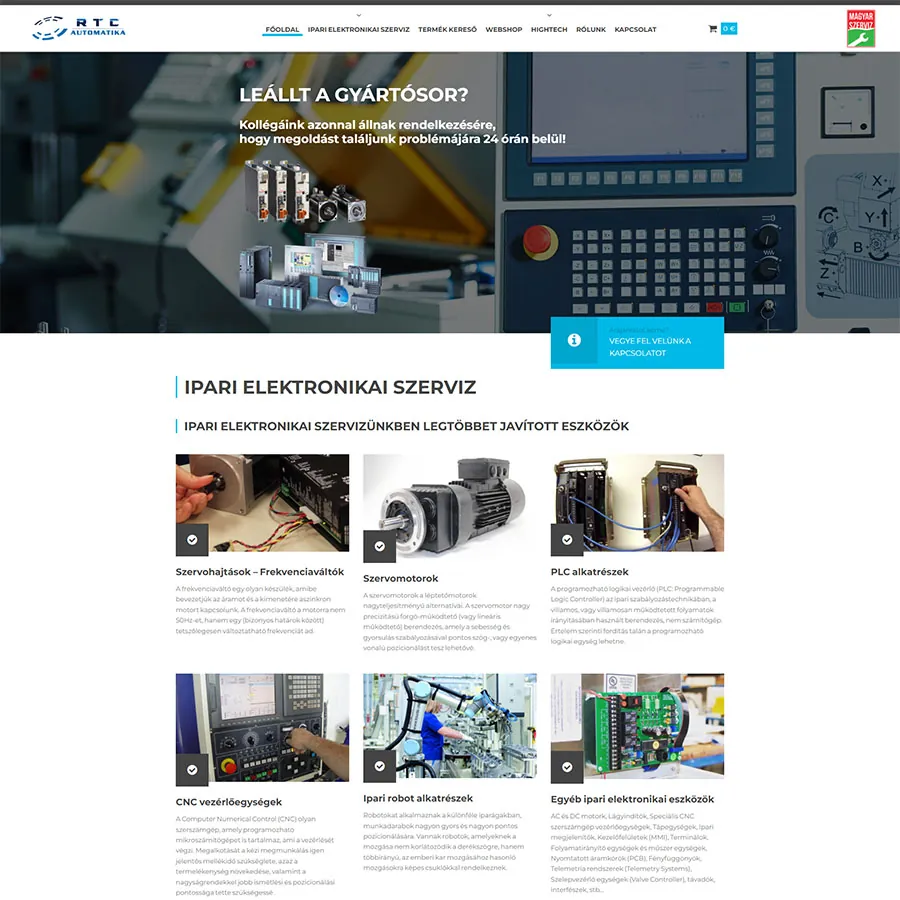 RTC Automatika – a korábbi referenciaoldal kiemelt képe