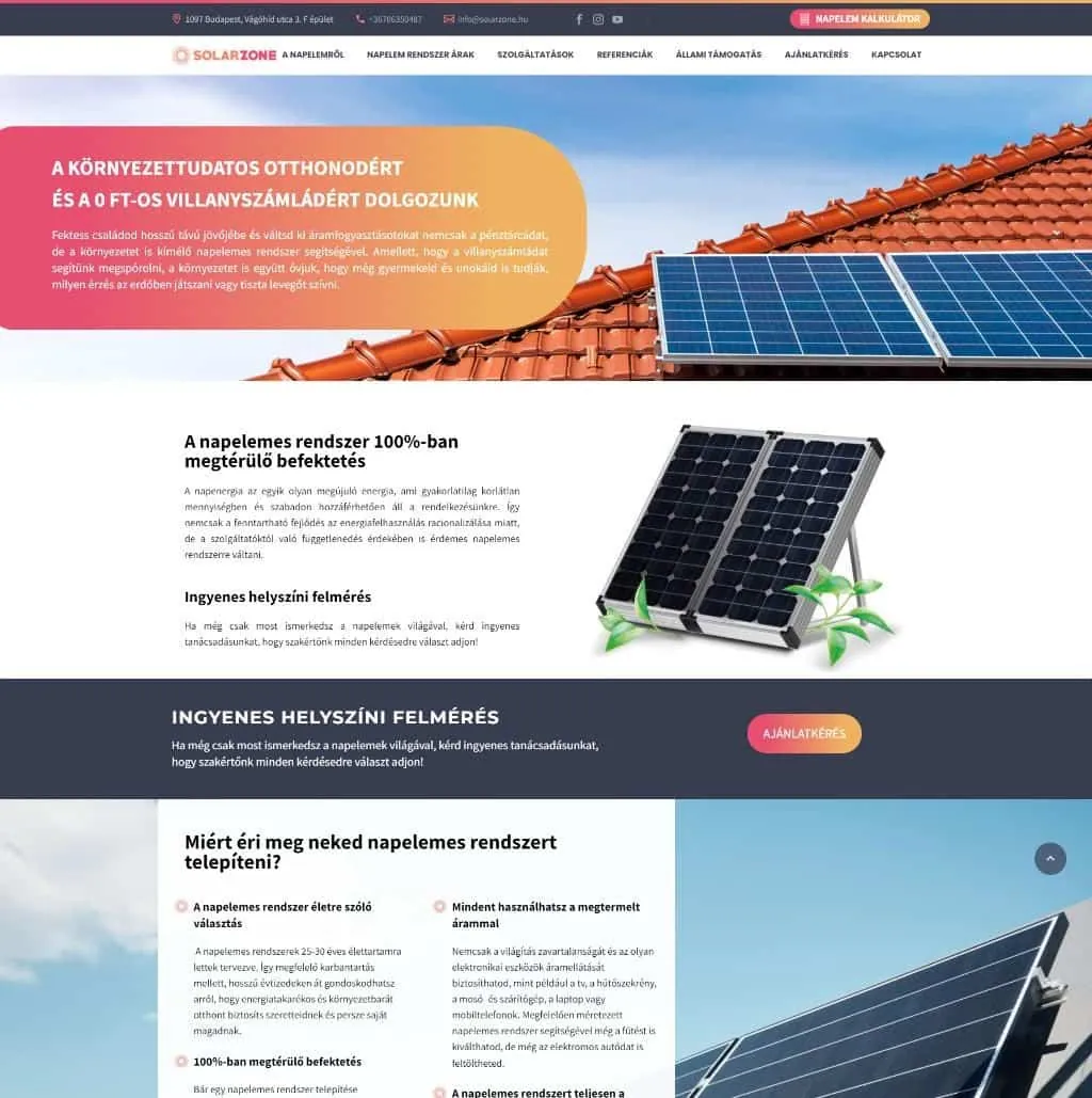 SolarZone – a korábbi referenciaoldal kiemelt képe