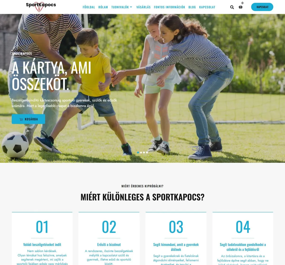 Sportkapocs Webáruház – a korábbi referenciaoldal kiemelt képe